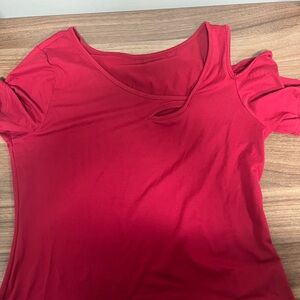 SHEIN Red Asymmetrical Cut Out Top